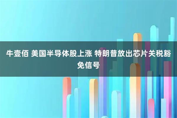 牛壹佰 美国半导体股上涨 特朗普放出芯片关税豁免信号